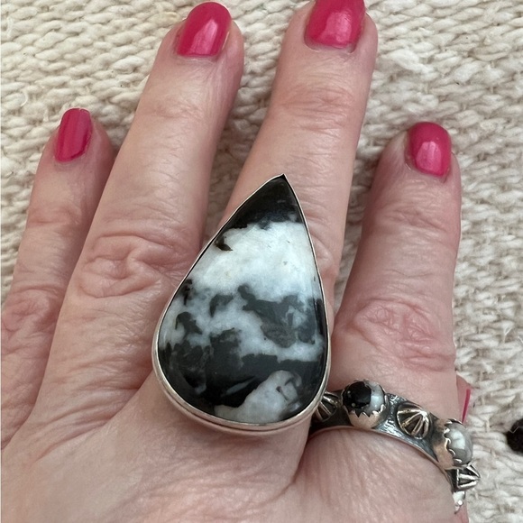 ❤️ Zebra Jasper Southwestern Style 925 Statement Ring Size 7 Weighing 10 GM - Picture 10 of 14